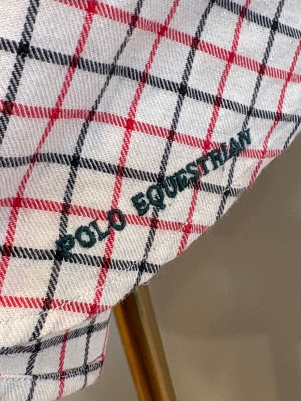 Vintage Ralph Lauren Equestrian Windowpane Check Cotton Wool High Neck Top 8 - Picture 3 of 13